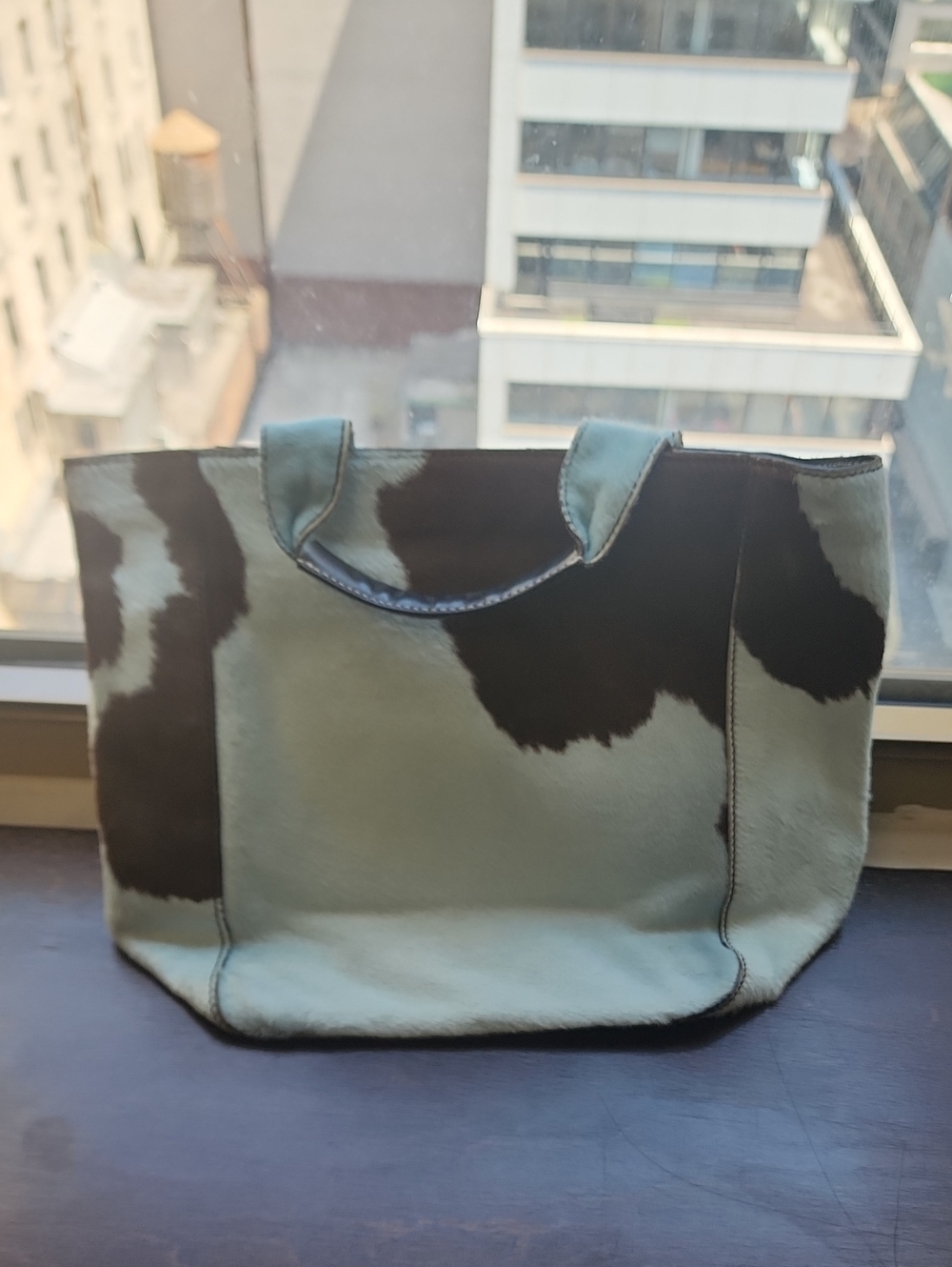 Lambertson Truex Vintage Cowhide Tote Bag in Light Blue And Brown